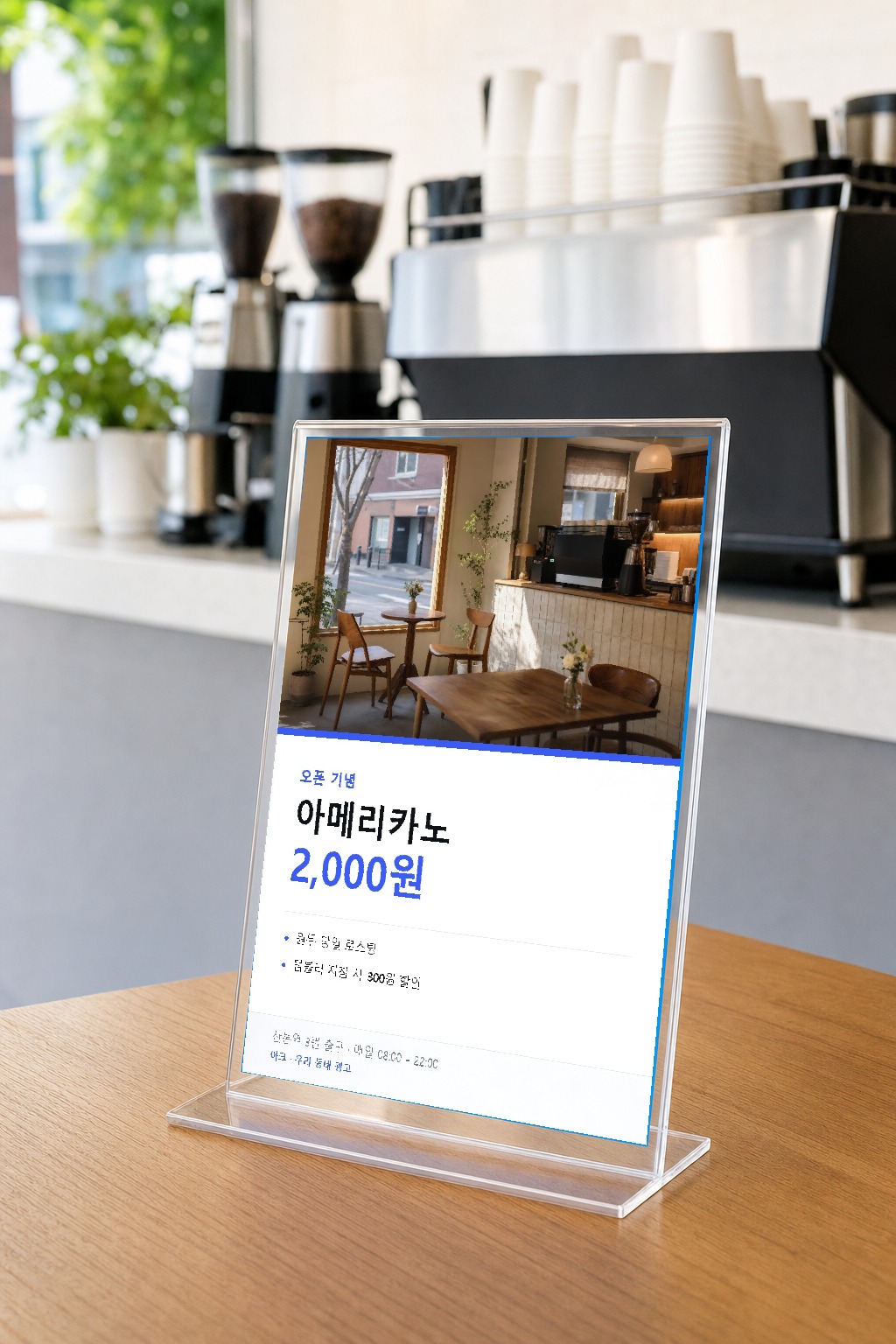 카페 · 카운터에 놓인 아크 광고